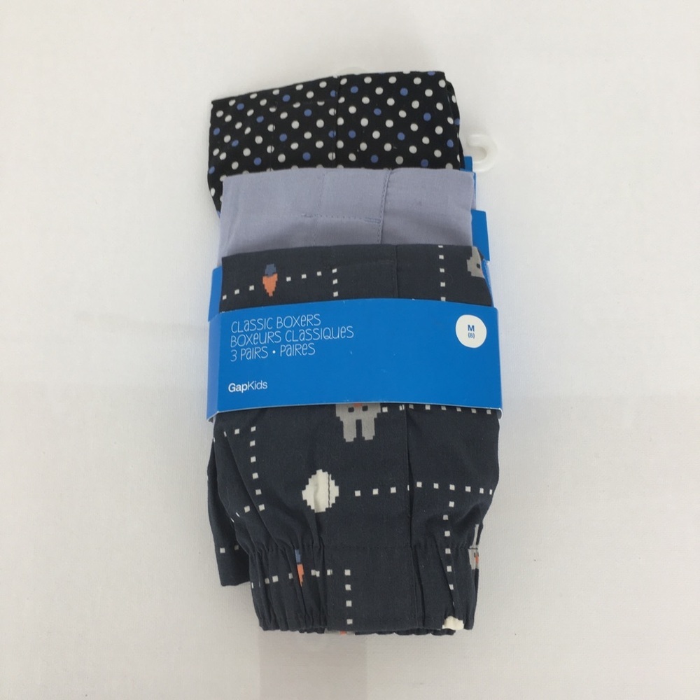 Gap Kids Boys 100% Cotton Classic Boxers NEW Size 8 Medium Blue White NWT 3 Pack